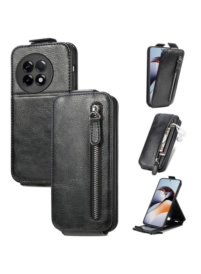 HuHa Case Cover For For OnePlus Ace 2 Zipper Wallet Vertical Flip Leather Phone Case(Black) 