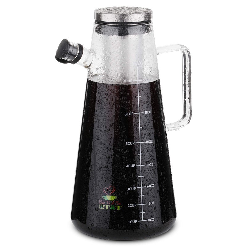Brew To A Tea BTaT Cold Brew Coffee Maker 2 Liter 2 Quart 64 oz Iced Coffee Maker Iced Tea Maker Cold Brew Maker Tea Pitcher Coffee Accessories Iced Tea Pitcher Cold Brew System 