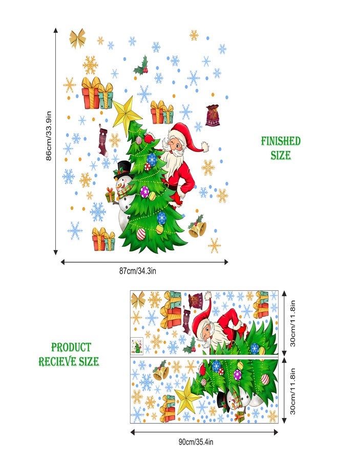 Supzone Christmas Wall Decals Santa Claus Christmas Tree Snowman Wall Stickers Peel and Stick Gift Snowflake Decorations for Home Store Christmas Holiday New Year Party Home Decor - Image 4