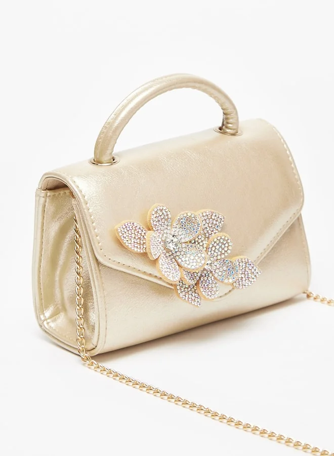 سيليست Girls Floral Accent Crossbody Bag with Chain Strap and Magnetic Closure