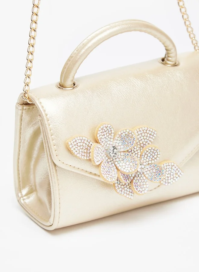 سيليست Girls Floral Accent Crossbody Bag with Chain Strap and Magnetic Closure