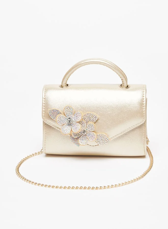 سيليست Girls Floral Accent Crossbody Bag with Chain Strap and Magnetic Closure