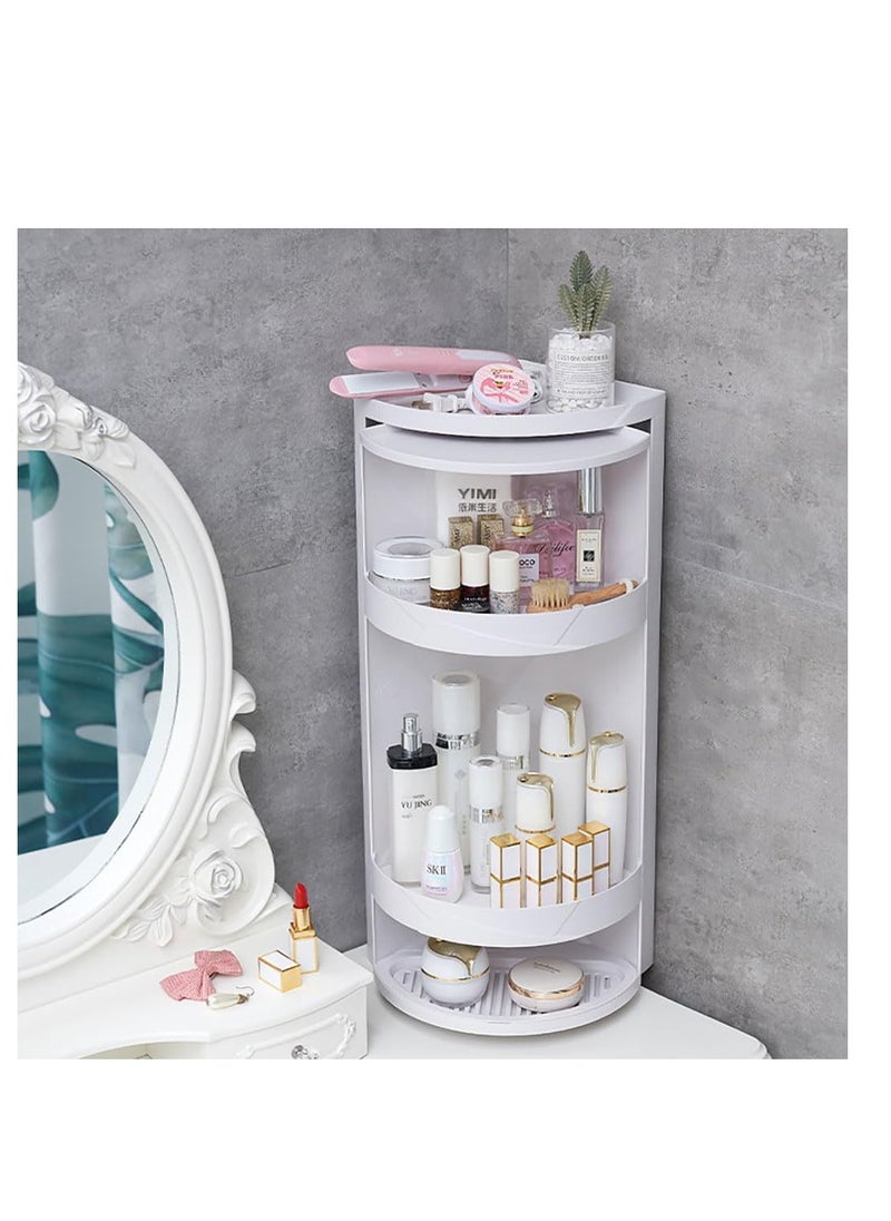 CityRiya-Long - Bathroom Corner Shelf Wall Mounted Storage Cabinet 360° Rotating Locker Triangle Storage Rack for Bathroom Kitchen Countertop Organizer, 816 (White) - Image 1