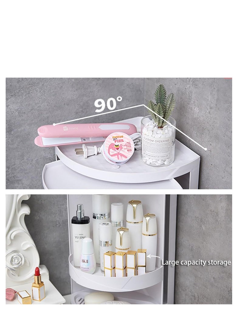 CityRiya-Long - Bathroom Corner Shelf Wall Mounted Storage Cabinet 360° Rotating Locker Triangle Storage Rack for Bathroom Kitchen Countertop Organizer, 816 (White) - Image 1