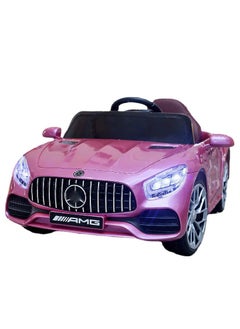 AMG Mercedes-Benz AMG GTR Kids Electric Ride-On Car 12V - Parent Remote Control, Wide Seat, LED Lights, MP3 Player, 3-Speed Smooth Start, Openable Doors (Pink)  - Image 1