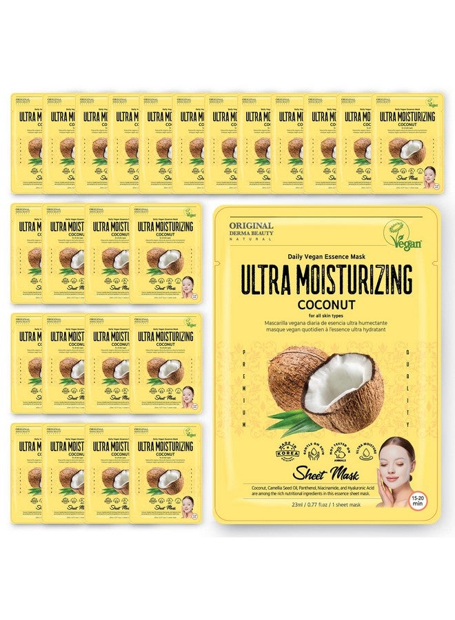 innerest Original Derma Beauty Collagen Face Masks 24 Pk Vegan Ultra Moisturizing Coconut Face Mask Skin Care Sheet Masks Set For Beauty & Personal Care Korean Face Mask - Image 1