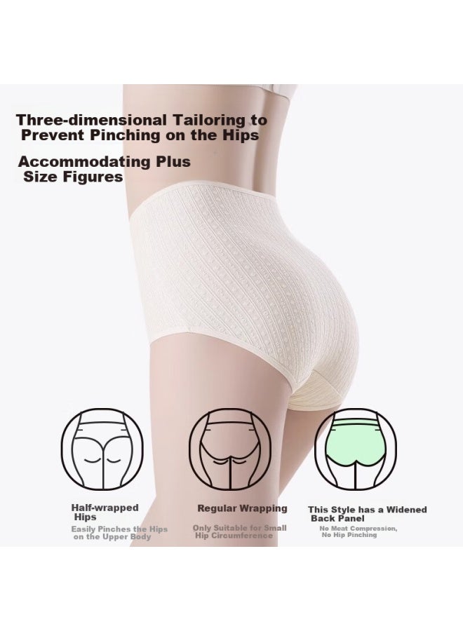 Plandoo [large Size Wearable] Women's Underwear, Class A Baby Cotton Medical Grade Extended Crotch High-waist Tummy Control Pure Cotton, 3 Pairs 2XL - Image 1