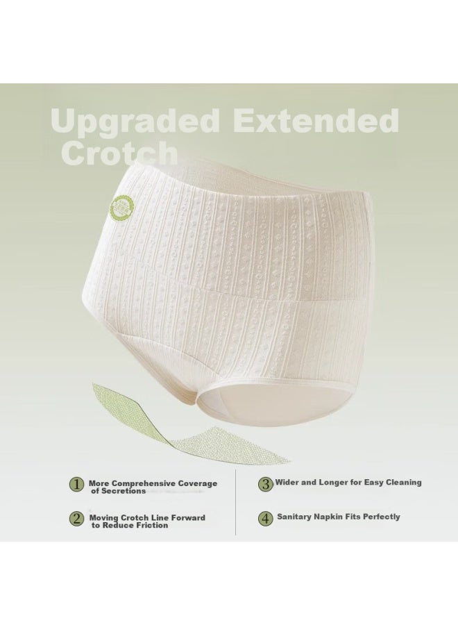 Plandoo [large Size Wearable] Women's Underwear, Class A Baby Cotton Medical Grade Extended Crotch High-waist Tummy Control Pure Cotton, 3 Pairs 2XL - Image 2
