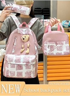 DUNISO 3PCS Kids School Backpack Set Canvas Laptop School Bag Sets for Kids with Lunch Bag,Pencil Box,Large-capacity Bookbag for Girls Boys Back to School Supplies  - Image 1