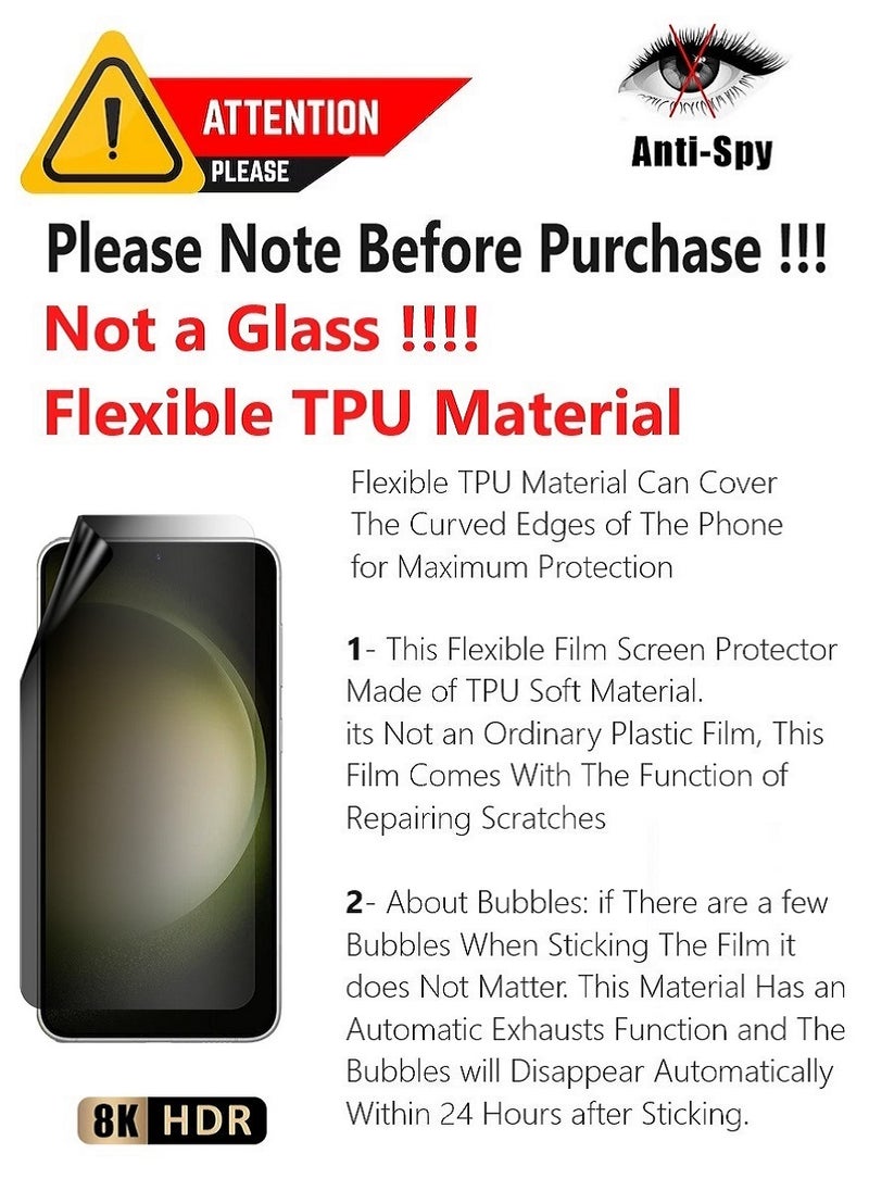 Unipha Flexible TPU Anti-Spy Privacy Screen Protector Designed For Samsung Galaxy S23 Plus Self Healing Unbreakable HD Film - Image 2