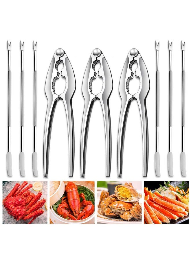 Vicsamer 9 PCS Lobster Crackers and Picks Set, Stainless Steel Crab Leg Tools, including 3 Lobster Cracker and 6 Forks, Heavy Duty Shellfish Nut Cracker Set, Seafood Tools for King Crab Legs Shellfish Claw - Image 1