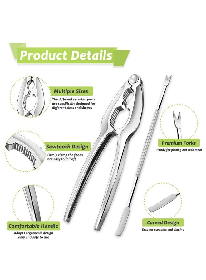Vicsamer 9 PCS Lobster Crackers and Picks Set, Stainless Steel Crab Leg Tools, including 3 Lobster Cracker and 6 Forks, Heavy Duty Shellfish Nut Cracker Set, Seafood Tools for King Crab Legs Shellfish Claw - Image 3