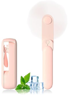Oxyglow Portable Foldable Small Fan Mini Hand Held Fan With Usb Rechargeable 2 Eyelash Fan For Girls Travel For Women Outdoor Pink  - Image 1
