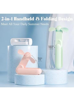 Oxyglow Portable Foldable Small Fan Mini Hand Held Fan With Usb Rechargeable 2 Eyelash Fan For Girls Travel For Women Outdoor Pink  - Image 2