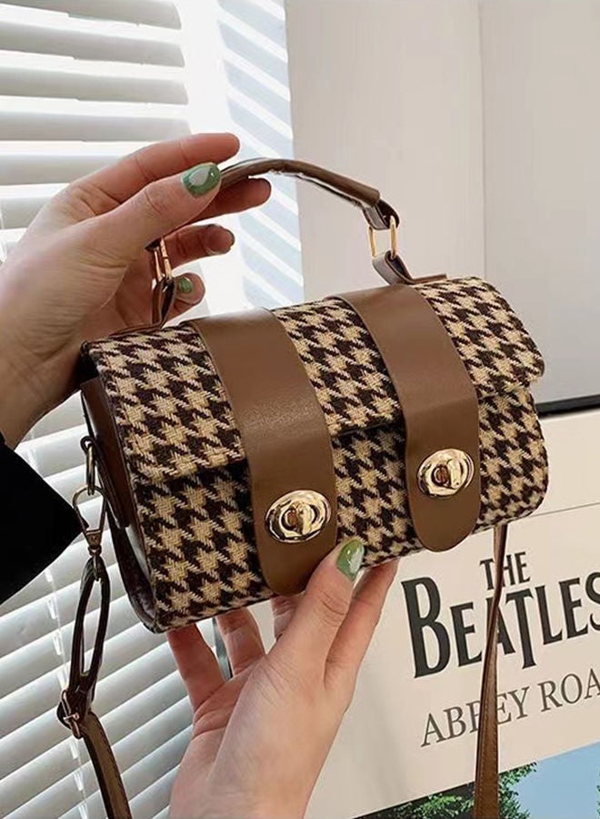 Casual Unique Flap PU Leather Boston Handbag Versatile Cross-body Shoulder Cylinder Bag for Women 18*13*7cm - Image 4