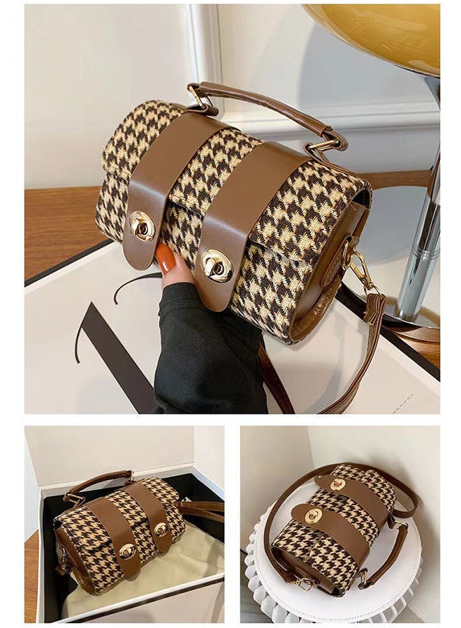Casual Unique Flap PU Leather Boston Handbag Versatile Cross-body Shoulder Cylinder Bag for Women 18*13*7cm - Image 3
