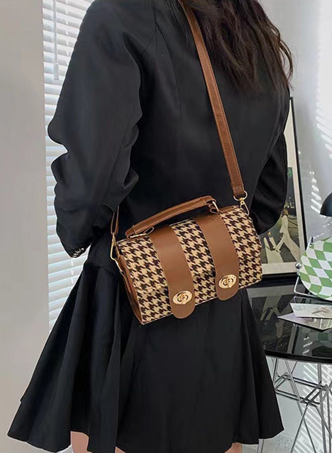 Casual Unique Flap PU Leather Boston Handbag Versatile Cross-body Shoulder Cylinder Bag for Women 18*13*7cm - Image 5
