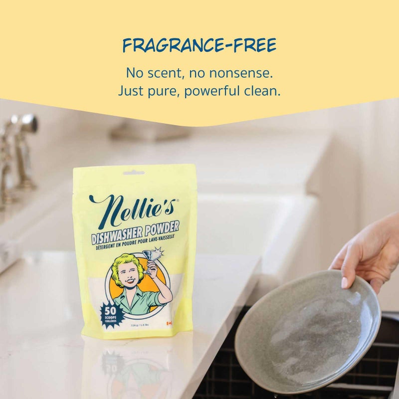 Nellie's Dishwasher Powder - 50 Load - Plant-Based Dishwasher Detergent - Septic Safe, Fragrance-Free - Easily Penetrates Grease & Food Particles - Phosphate-Free - (Made in Canada) - Image 5