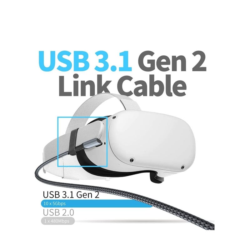 SOLARAE Extra Long Link Cable 16ft for Oculus Quest 2/ Quest VR Headset and Gaming PC, USB C to USB C Fast Charging Charger Cord Compatible with Samsung Galaxy S22 S21 S20 Plus Ultra Note 20 (Grey) - Image 4