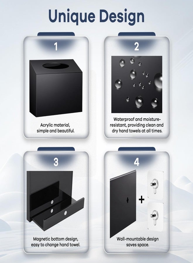 TAINESS Acrylic Hand Towel Box Cover Holder Compatible with Kleenex Disposable Paper Hand Towels Wall-Mounted Paper Towel Dispenser Suitable for Tabletop, Bathroom, Car, and Office Use (Black) - Image 4