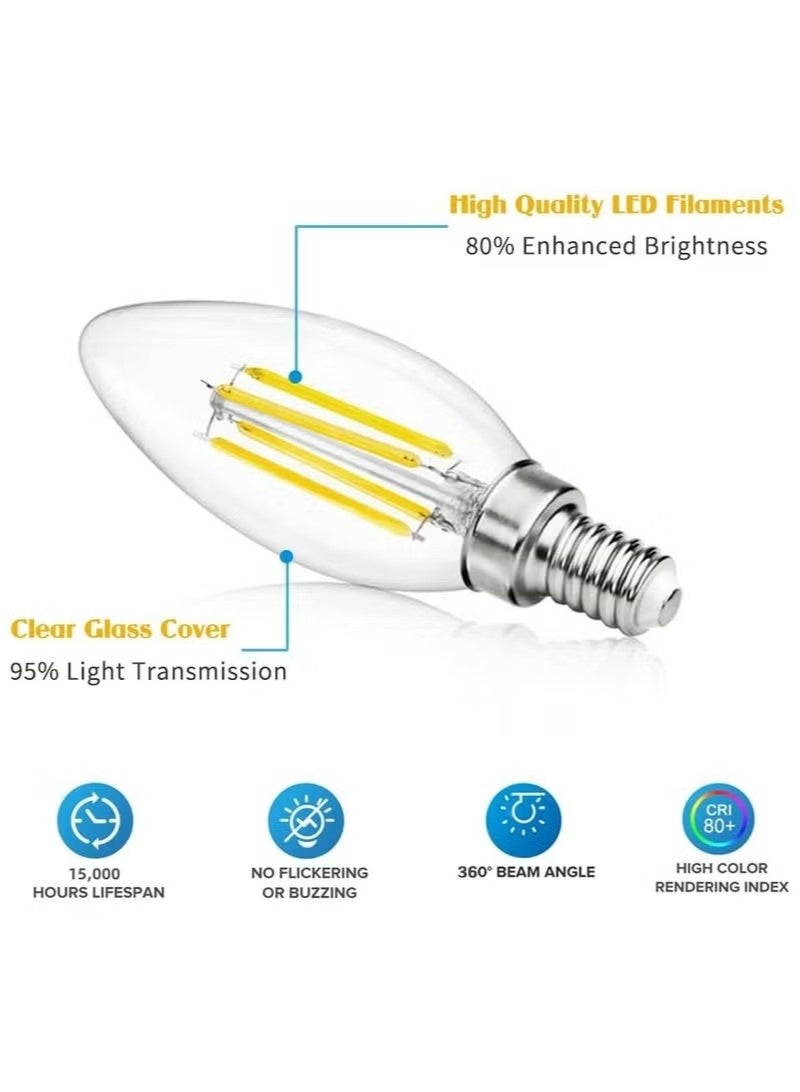 C35 E14 LED Candle Bulb 4W 6500K Cool White Light, 2-Pack - Image 4