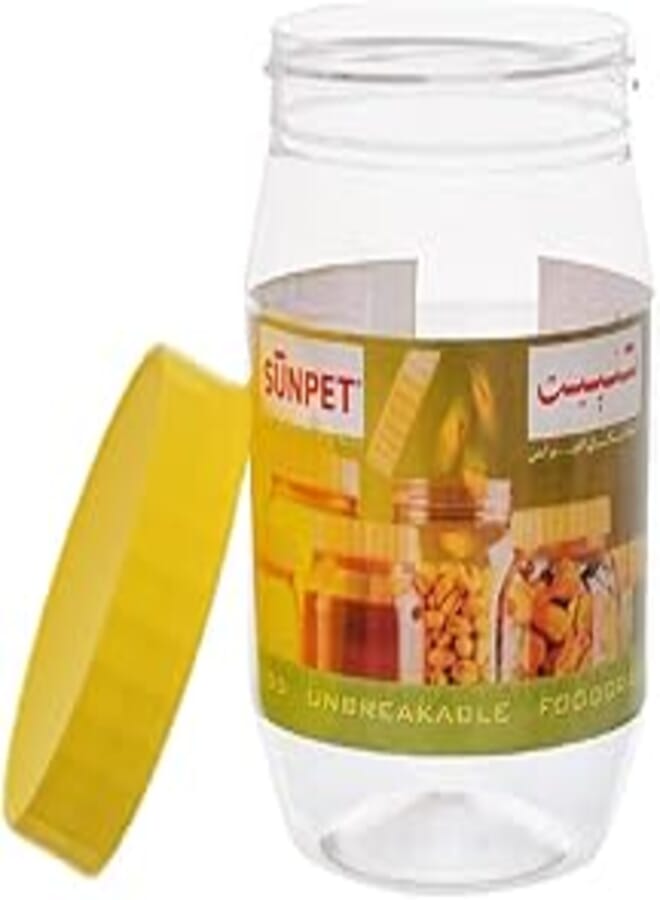 Sunpet round jar 300 ml transparent with a yellow lid J0300