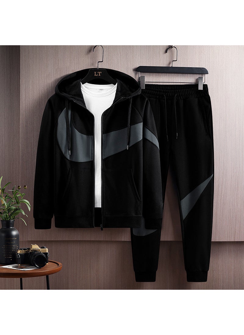 2024 Mens Spring Autumn Sports Casual Hooded Tracksuit Set Black and White - pzsku/ZCCB50D224DC5C3000010Z/45/_/1732185340/3215c94d-b9e3-4fab-a4fc-41b184acfd58