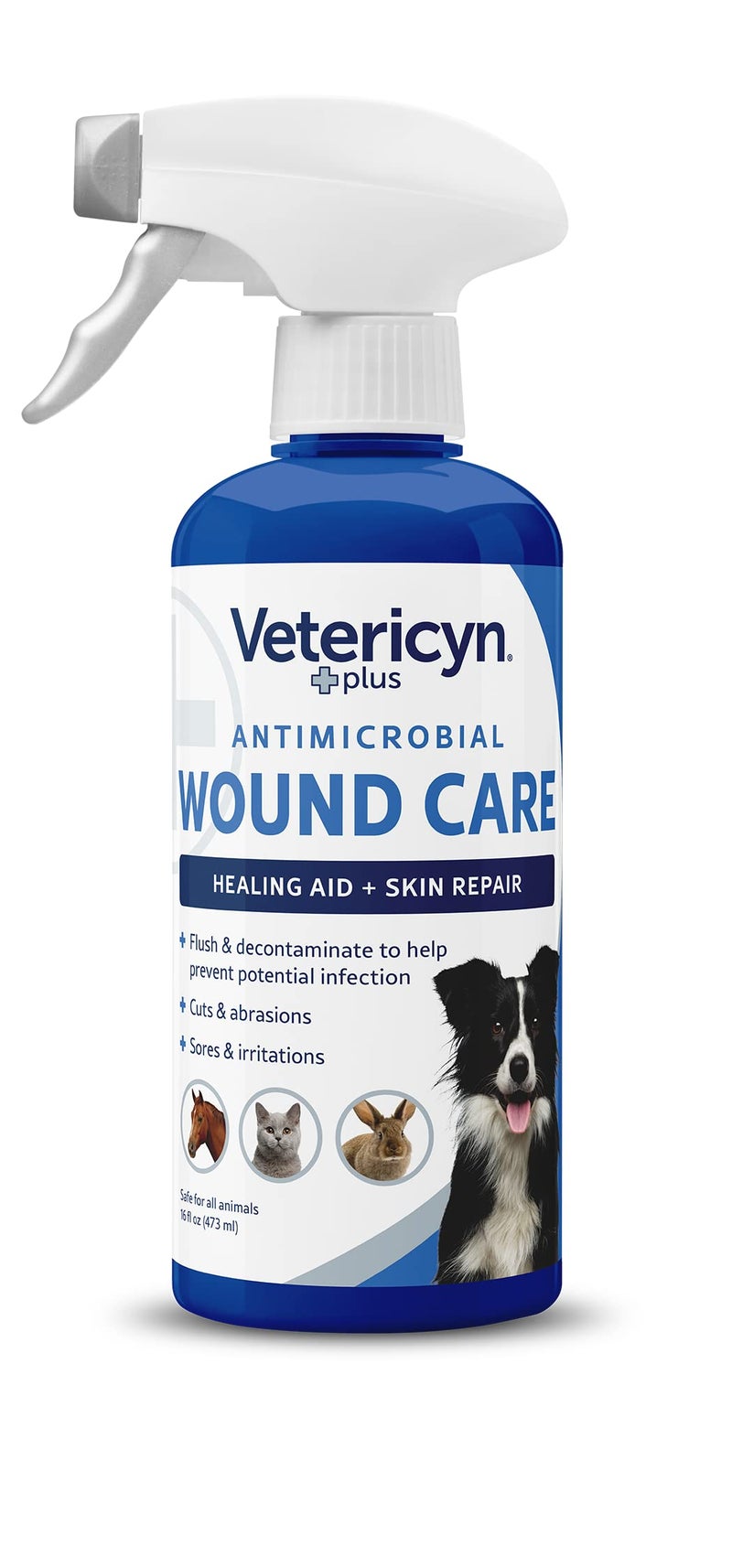 Vetericyn Plus Dog Wound Care Spray | Healing Aid and Skin Repair, Clean Wounds, Relieve Dog Skin Allergies, Safe for All Animals. 16 ounces - Image 1