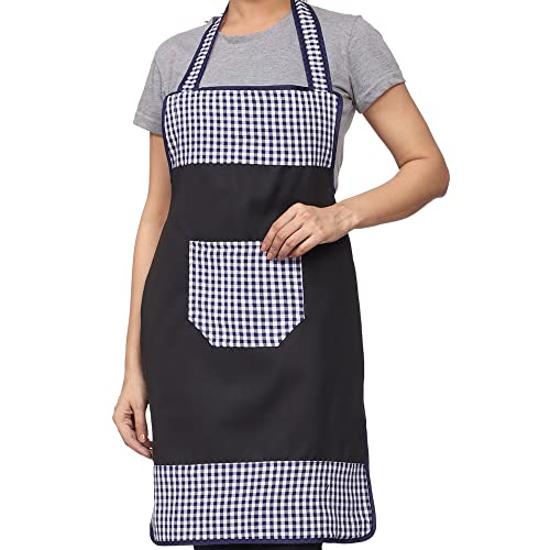 JMi Check and Plain Fabric Designer Waterproof Apron With Front Multi Purpose Pocket For Kitchen, Cooking, Dusting, Home. (Pack of 2) (Multi - 10) - Image 4