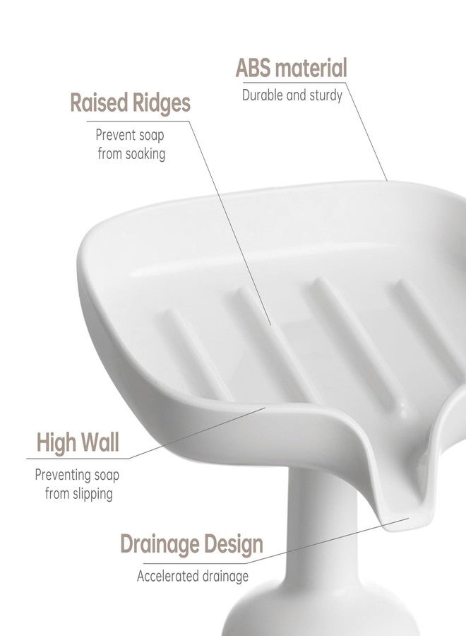 PAVSTINE Self-Draining Soap Dish with Suction Cup, Stand Bar Soap Holder, No Drill Removable Sponge Tray for Shower, Bathroom, Kitchen Sink, Easy to Clean & Keeps Dry, White - Image 3