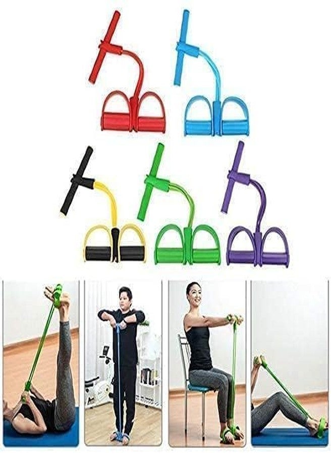 JEJDA Multifunction Tension Rope, 4-Tube Elastic Yoga Pedal Puller Resistance Band, Natural Latex Tension Rope Fitness Equipment, for Abdomen/Waist/Arm/Leg Stretching Slimming Training (Multi Color) - Image 2
