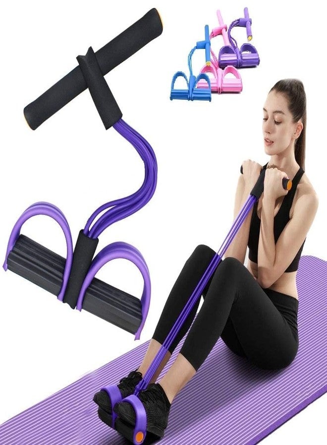 JEJDA Multifunction Tension Rope, 4-Tube Elastic Yoga Pedal Puller Resistance Band, Natural Latex Tension Rope Fitness Equipment, for Abdomen/Waist/Arm/Leg Stretching Slimming Training (Multi Color) - Image 3