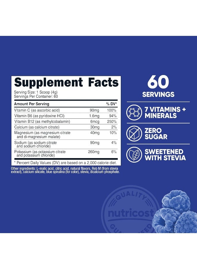 Nutricost Electrolyte Complex Powder (60 Servings, Blue Raspberry) - Hydration Supplement Drink Mix with Vitamins and Minerals - Image 2