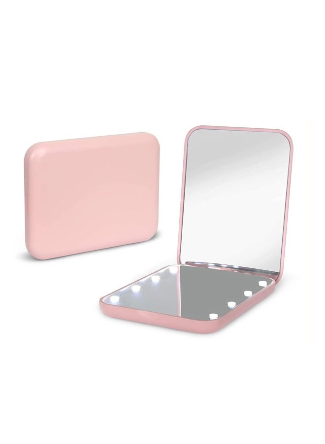 Kintion Pocket Mirror  1X 3X Magnification Led Compact Travel Makeup Mirror With Light For Purse  2-Sided  Portable  Folding  Handheld  Small Lighted Mirror For Gift  Pink - Image 1