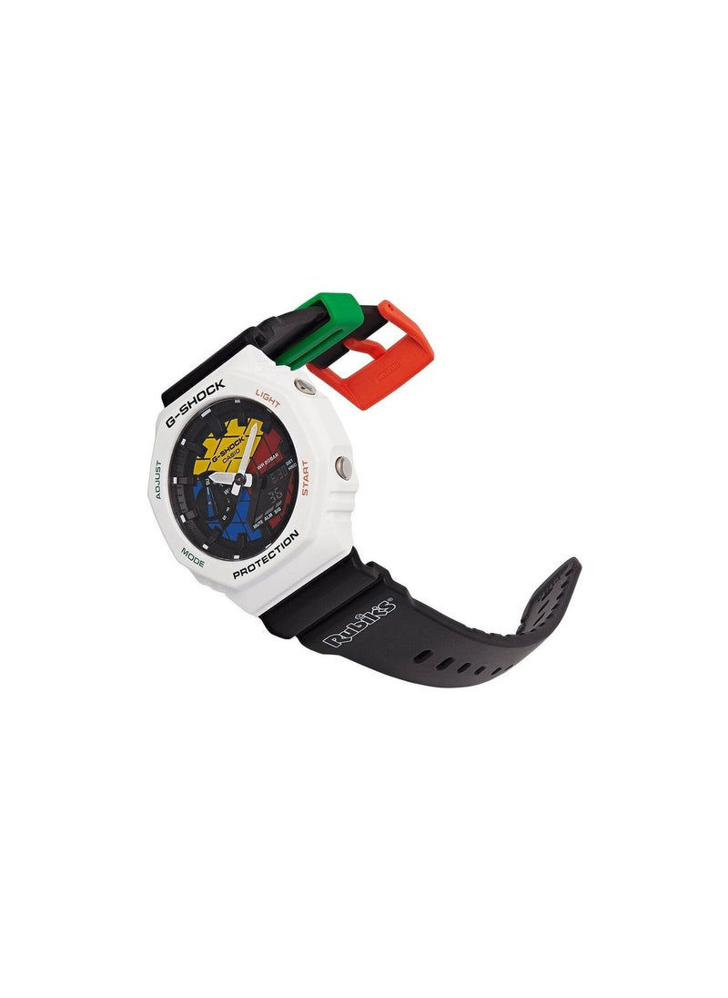 CASIO - Casio Men Watch G-Shock Analog Digital Rubik’s Cube Multi color Dial Resin Band Octagonal bezel shape GAE-2100RC-1ADR. - Image 1