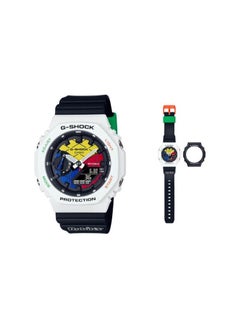 Casio Men Watch G-Shock Analog Digital Rubik’s Cube Multi color Dial Resin Band Octagonal bezel shape GAE-2100RC-1ADR.