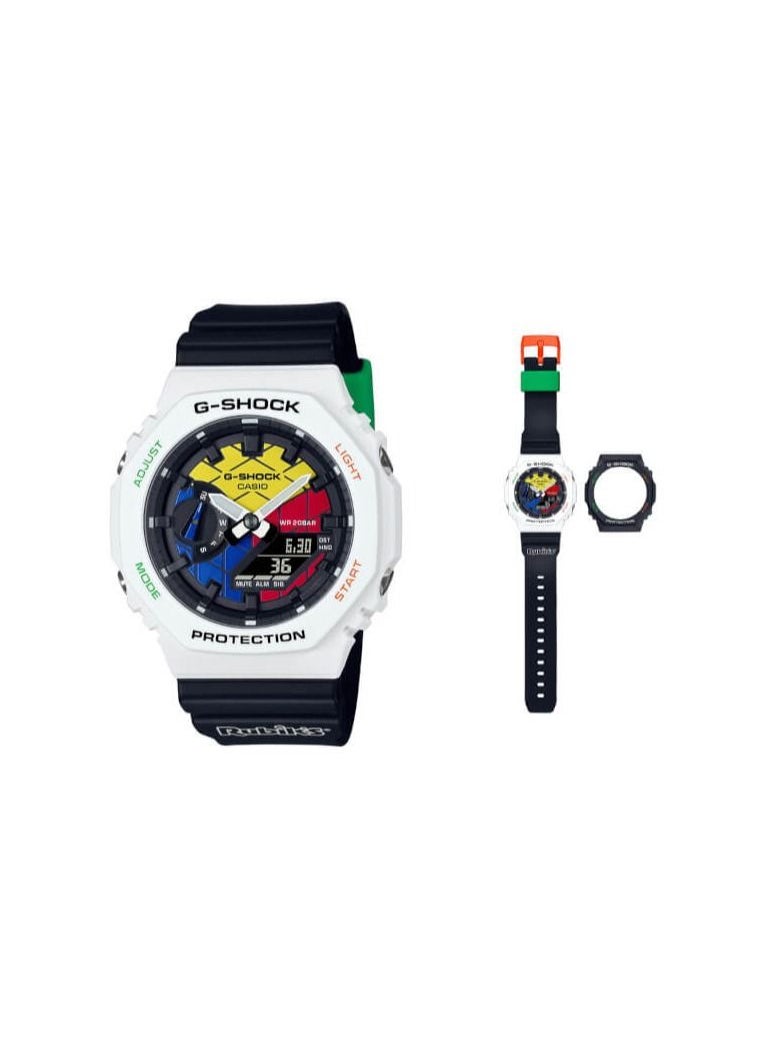 CASIO - Casio Men Watch G-Shock Analog Digital Rubik’s Cube Multi color Dial Resin Band Octagonal bezel shape GAE-2100RC-1ADR. - Image 1
