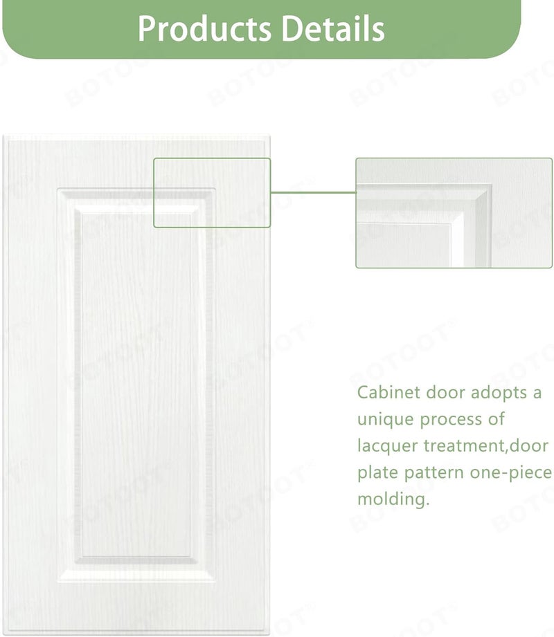 BOTOOT Built-in Cabinet Doors - Cabinet Doors for Kitchen, Living Room, Bedroom, Bathroom - 29 Inch High (White Texture, 15.5 Inch Wide) - Image 2