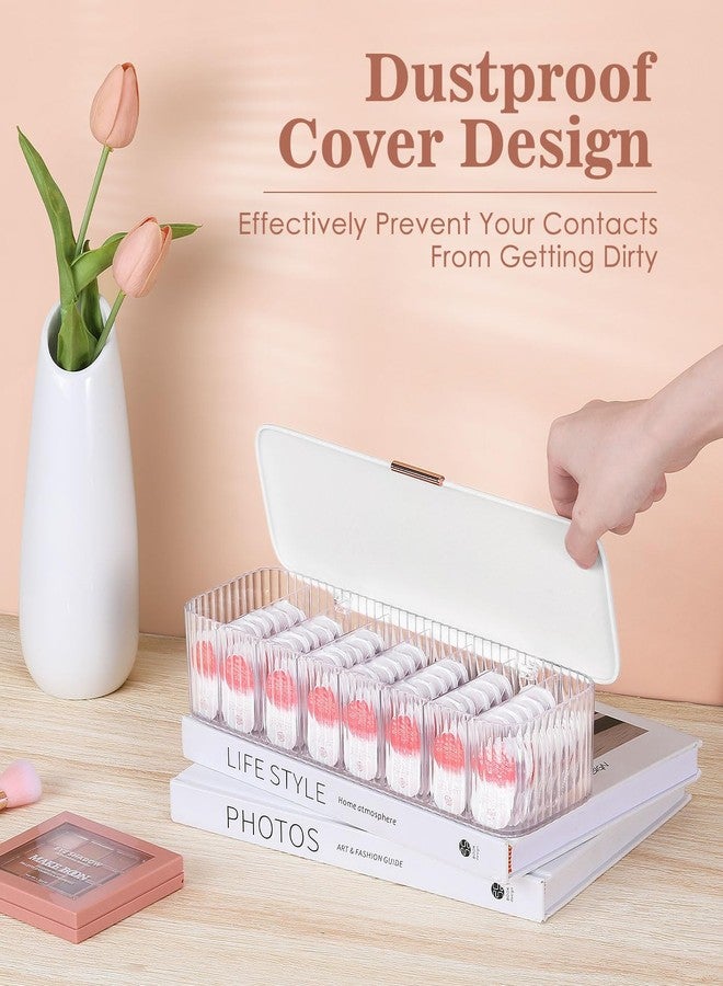 MoKo Cosmetic Contact Lens Storage Organizer Cases with Compartment, Durable Simple Daily Disposable Contact Lenses Case Container Box for All Brands, Clear + White - Image 5