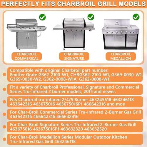 PETKAO 17 1/8 X 9 3/8" Grill Emitter Grates for Charbroil TRU-Infrared 2 Burner 463644220 463642316, G362-2100-W1 Replacement for Charbroil Parts 463632320 463675016 463245518 463675016P1 466642316 466642416 - Image 2
