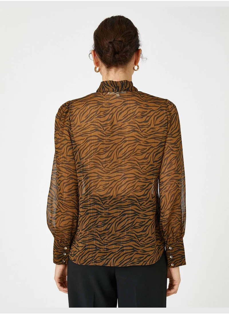 KOTON Zebra Patterned Chiffon Blouse