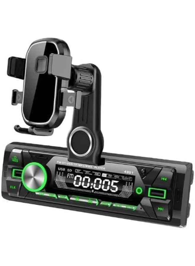 مشغل MP3 للسيارة مع حامل هاتف، شاشة رقمية، متوافق مع USB، يدعم بطاقة TF، نظام صوتي عالمي للسيارات - Image 1