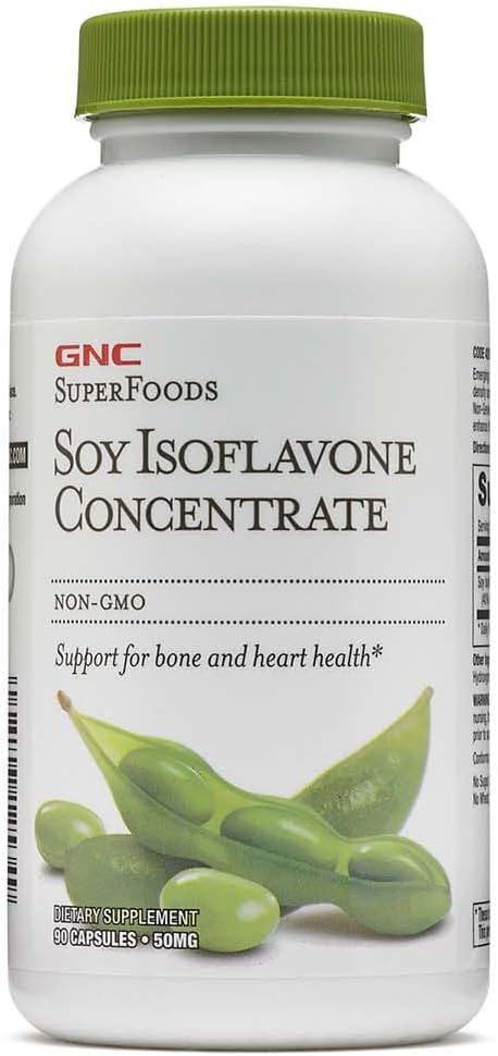 GNC SuperFoods Soy Isoflavone Concentrate 90 Capsules Supports for Bone and Heart Health - Image 1