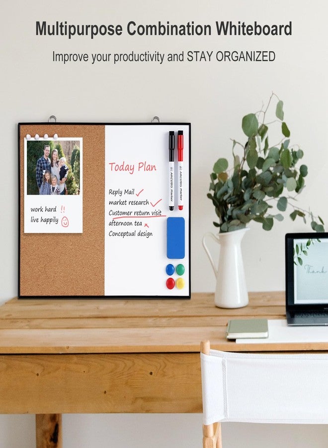 ARCOBIS Cork Board White Board Combo, 12"X16" Small Bulletin Board for Wall, Double-Sided Magnetic Dry Erase Corkboard, Vision Whiteboard for Office,Home,School, Black - Image 5