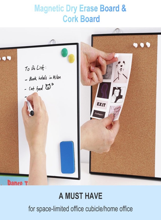 ARCOBIS Cork Board White Board Combo, 12"X16" Small Bulletin Board for Wall, Double-Sided Magnetic Dry Erase Corkboard, Vision Whiteboard for Office,Home,School, Black - Image 4