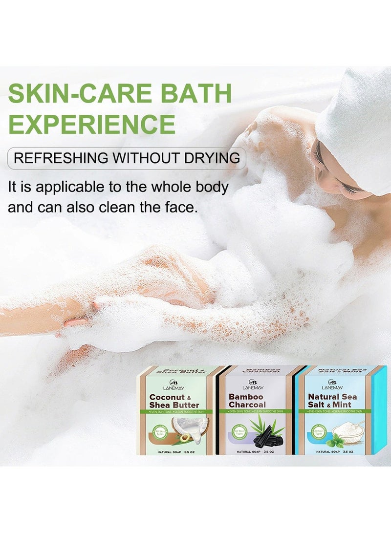 LANEMAY صابون نباتي عشبي – بار مرطب يدوي الصنع للجنسين، مقشر ومنظف عميق بصابون الجسم بزيوت أساسية - Image 3
