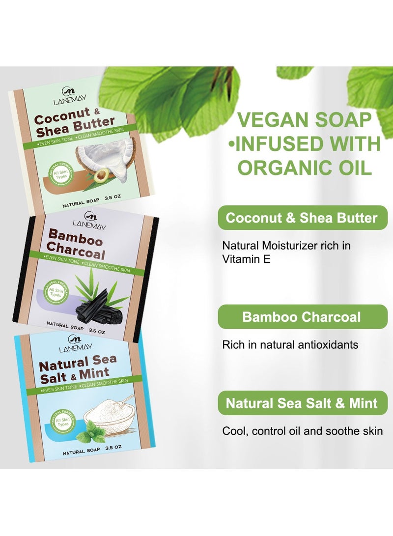 LANEMAY صابون نباتي عشبي – بار مرطب يدوي الصنع للجنسين، مقشر ومنظف عميق بصابون الجسم بزيوت أساسية - Image 4
