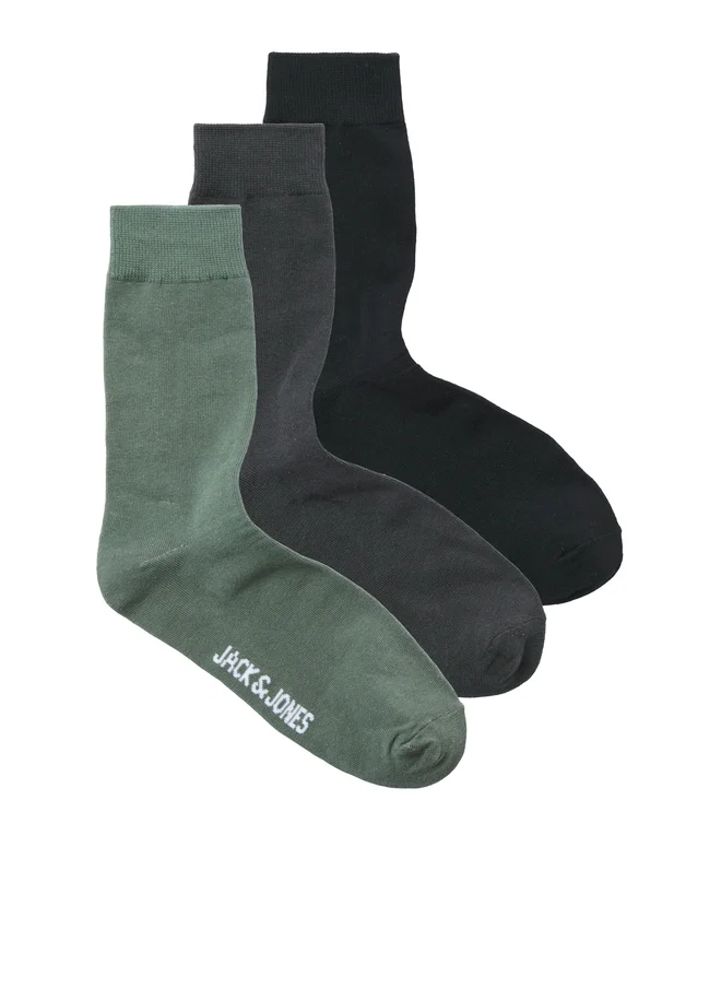 جاك اند جونز Set of 3 - Ribbed Crew Socks