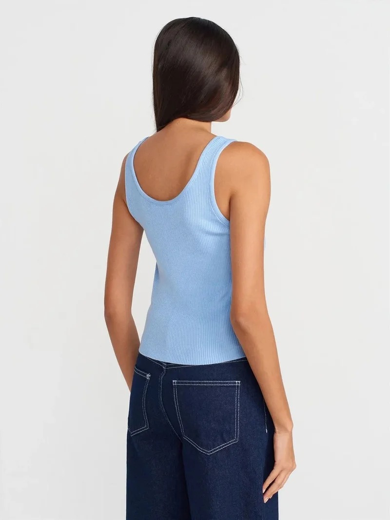 ديلفين Dilvin Ribbed Sleeveless Knit Cami Blouse