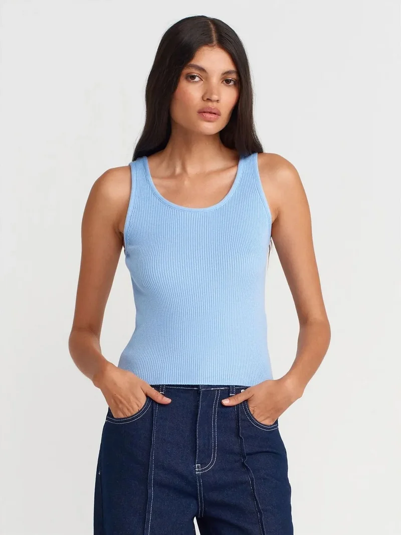 ديلفين Dilvin Ribbed Sleeveless Knit Cami Blouse